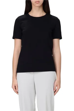 Max Mara Femme, Tops, Noir, Taille: 40 FR T-shirt blanc en coton à manches courtes