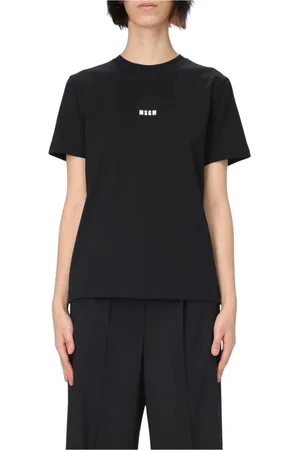 Msgm Femme, Tops, Noir, Taille: 40 FR Tee-shirt Rose avec Logo