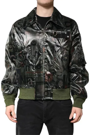 Dolce & Gabbana Homme, Vestes, Vert, Taille: L Bomber Vert avec Logo DG