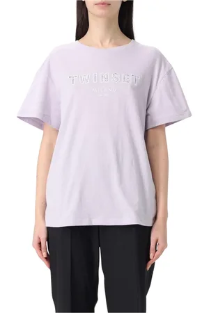 Twin-Set Femme, Tops, Violet, Taille: 42 FR T-shirt Blanc avec Logo