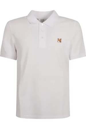 Maison Kitsuné Homme, Tops, Blanc, Taille: M Polo Patch Tête de Renard Blanc