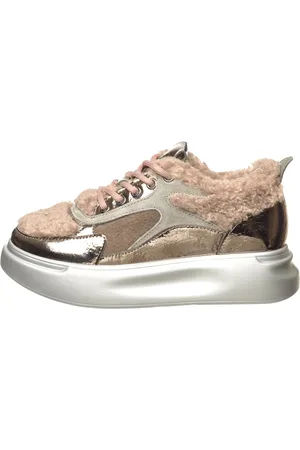 CESARE GASPARI Femme, Chaussures, Gris, Taille: 36 EU Metallic Cozy Lined Platform Baskets