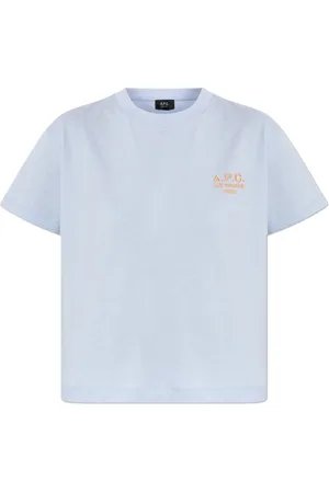 A.P.C. Femme, Tops, Bleu, Taille: 38 FR T-shirt avec logo brodé