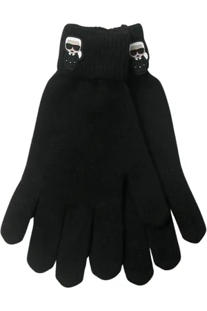Karl Lagerfeld Femme, Accessoires, Noir, Taille: ONE Size Gants en cuir avec détails du logo