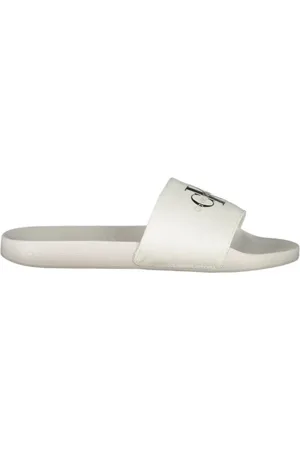 Calvin Klein Homme, Chaussures, Blanc, Taille: 42 EU Sandales à Imprimé Audacieux