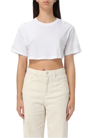 Armani Exchange Femme, Tops, Blanc, Taille: 38 FR Haut Court en Strass Blancs