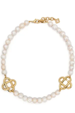 Casablanca Homme, Accessoires, Blanc, Taille: ONE Size Collier Medium Logo Perle