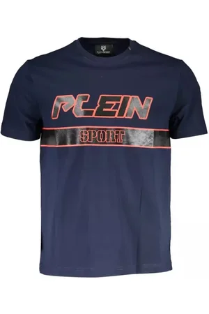 Philipp Plein Homme, Tops, Bleu, Taille: L T-shirt Bleu Col Rond Élégant