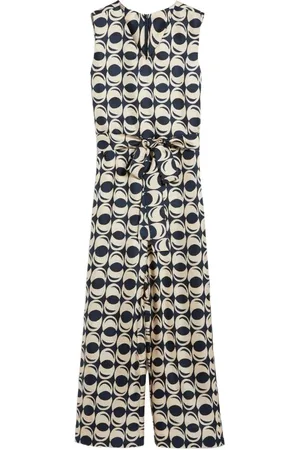 Max Mara Femme, Combinaisons et Ensembles, Bleu, Taille: 38 FR Combinaison en Soie à Motif Géométrique