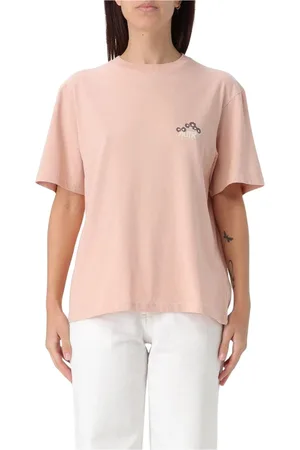 Autry Femme, Tops, Rose, Taille: 38 FR Tee-shirt brodé à manches courtes
