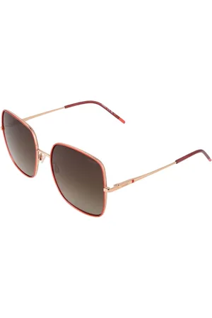 HUGO BOSS Femme, Accessoires, Rouge, Taille: ONE Size Lunettes de Soleil Carrées Rouges pour Femmes Dégradé Marron