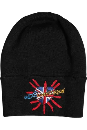 Dolce & Gabbana Unisex, Accessoires, Noir, Taille: ONE Size Bonnet Beanie Tricoté Noir Dgloveslondon