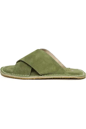 CESARE GASPARI Femme, Chaussures, Vert, Taille: 42 EU Suede Cross-Strap Slides Starsun