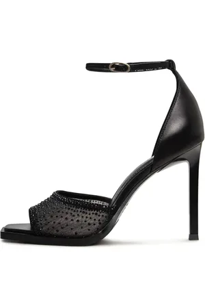 CESARE GASPARI Femme, Chaussures, Noir, Taille: 39 EU Talons à Bride Cheville en Cristal de Luxe - Noir