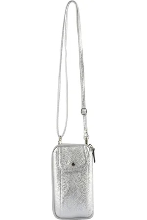 Pourchet Paris Femme, Accessoires, Gris, Taille: ONE Size Étui portable argent - en cuir