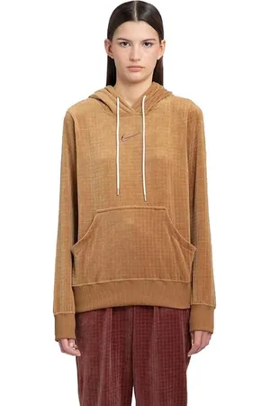 Nike Femme, Sweatshirts et sweats à capuche, Brun, Taille: 40 FR Sweat à Capuche Velours Marron Style Confort Classique