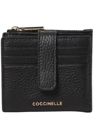 Coccinelle Femme, Accessoires, Noir, Taille: ONE Size Portefeuille à fermeture éclair en cuir beige