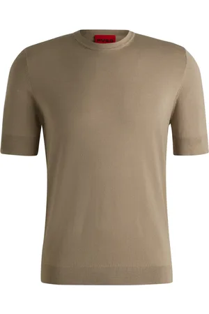 HUGO BOSS Homme, Pulls, Brun, Taille: S Pull en Tricot Moderne avec Broderie Logo