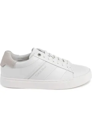 Calvin Klein Femme, Chaussures, Blanc, Taille: 39 EU Baskets Basse en Cuir Blanc
