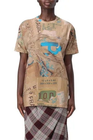 Vivienne Westwood Femme, Tops, Brun, Taille: 40 FR T-shirt marron à impression collage