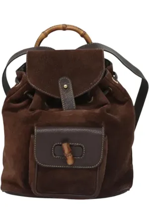 Gucci Femme, Pre-owned, Brun, Taille: ONE Size Pre-owned Daim sacs-dos