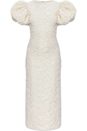 ROTATE Femme, Robes, Blanc, Taille: 36 FR Robe crayon avec manches bouffantes