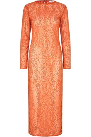 Samsøe Samsøe Femme, Robes, , Taille: 38 FR Robe Midi à Paillettes et Manches Longues