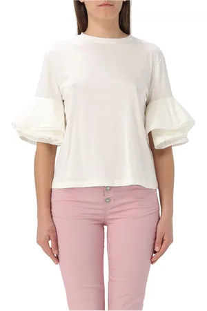 Liu Jo Femme, Tops, Blanc, Taille: 40 FR Ruffle Sleeve T-shirt Noir