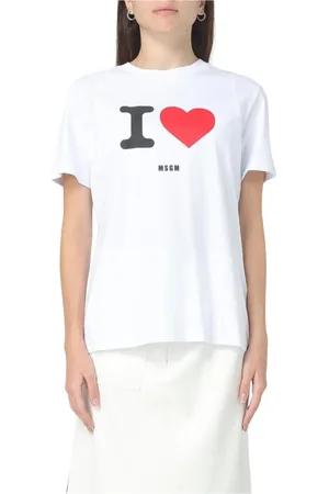 Msgm Femme, Tops, Blanc, Taille: 36 FR T-shirt graphique chic pour femmes