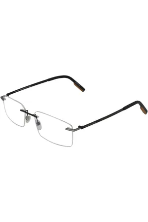 Ermenegildo Zegna Unisex, Accessoires, Gris, Taille: ONE Size Montures Optiques Rectangulaires Gunmetal