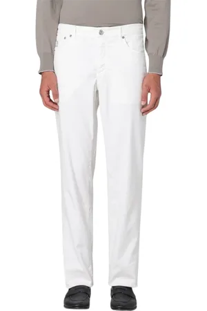 Brunello Cucinelli Homme, Pantalons, Blanc, Taille: 2XL Pantalon Élégant Straight-Leg