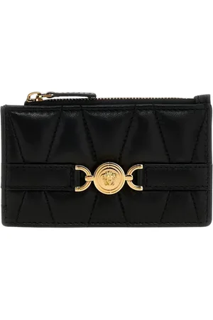 VERSACE Femme, Accessoires, Noir, Taille: ONE Size Porte-cartes en cuir matelassé avec détail Medusa