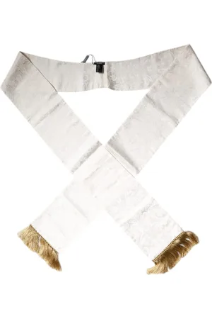 Dolce & Gabbana Unisex, Accessoires, Blanc, Taille: ONE Size Écharpe à Franges Jacquard Blanc Floral
