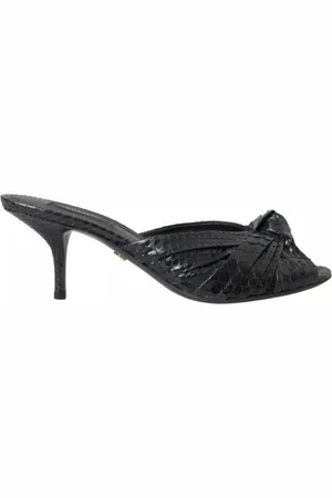 Dolce & Gabbana Femme, Chaussures, Noir, Taille: 36 1/2 EU Python Cuir Talon Chat Imprimé Animal Slides