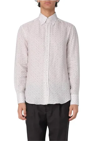 Brunello Cucinelli Homme, Chemises, , Taille: S Chemise en Lin Blanche Slim Fit