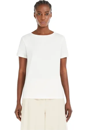 Max Mara Femme, Tops, Blanc, Taille: 40 FR T-shirt en Coton Biologique avec Logo Papillon