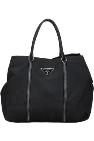 Prada Femme, Pre-owned, Noir, Taille: ONE Size Pre-owned Toile cabas