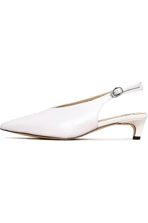 CESARE GASPARI Femme, Chaussures, Blanc, Taille: 41 EU Escarpins à Talon Chaton Slingback Minimalistes - Blancs