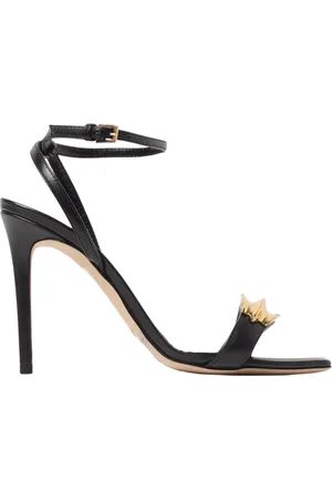 Elisabetta Franchi Femme, Chaussures, Noir, Taille: 38 EU Sandales noires à talons avec accents dorés