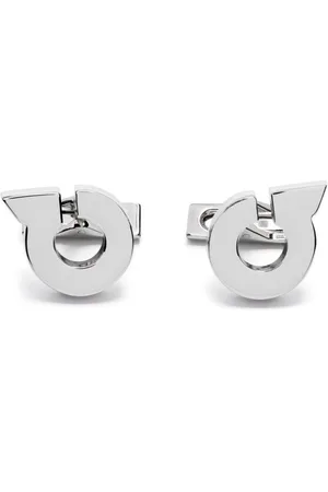 Salvatore Ferragamo Homme, Accessoires, Gris, Taille: ONE Size Ensemble Boutons de Manchette & Pinces à Cravate en Tons Argentés