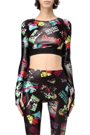 VERSACE Femme, Tops, Multicolore, Taille: 36 FR Haut à Manches Longues et Leggings Noirs