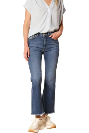 Masons Femme, Jeans, Bleu, Taille: W31 Jean avec ourlet effiloché évasé slim fit