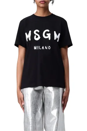 Msgm Femme, Tops, Noir, Taille: 38 FR Tee Rose Milano Logo pour Femmes