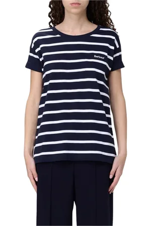 Barbour Femme, Tops, Bleu, Taille: 40 FR T-shirt col rond blanc