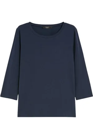 Max Mara Femme, Tops, Bleu, Taille: 42 FR T-shirt en Coton Biologique avec Logo Papillon