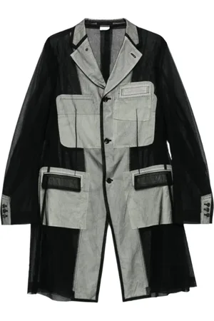 Comme des Garçons Homme, Manteaux, Noir, Taille: M Manteau croisé en laine mélangée