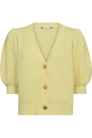 Co`Couture Femme, Pulls, Jaune, Taille: 36 FR Cardigan Jaune avec Manches Bouffantes