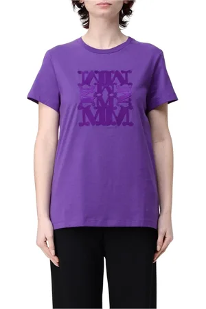 Max Mara Femme, Tops, Violet, Taille: 44 FR Tee-shirt col rond blanc