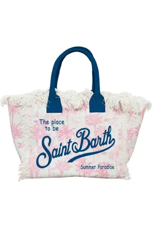 MC2 SAINT BARTH Femme, Sacs, Rose, Taille: ONE Size Sac en toile à franges avec logo brodé