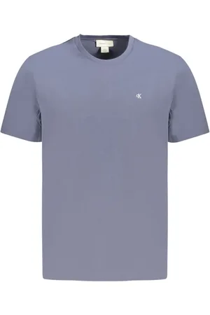Calvin Klein Homme, Tops, Bleu, Taille: M T-shirt en Coton Bleu avec Logo Brodé
